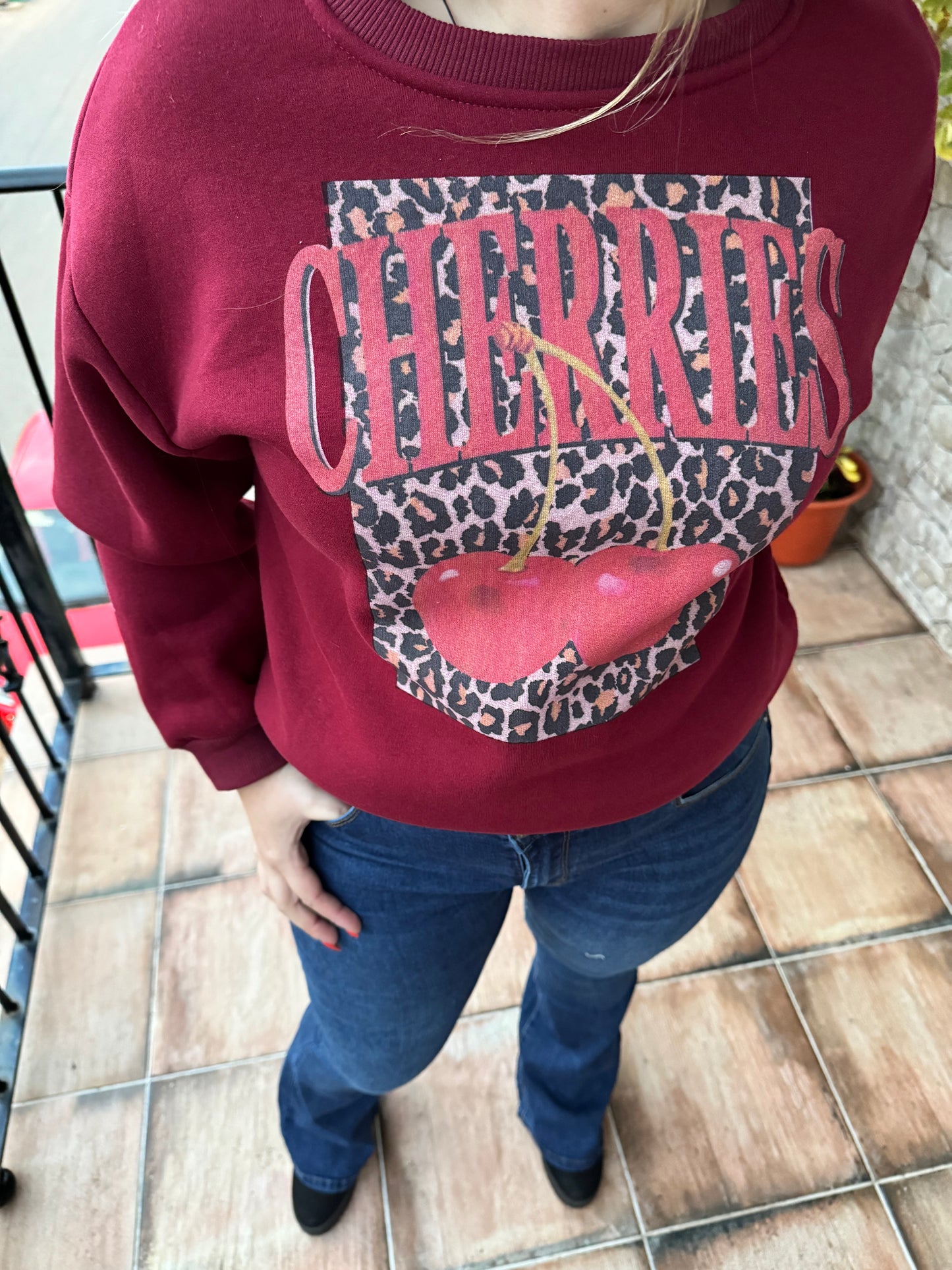 Cherries maroon sweatshirt