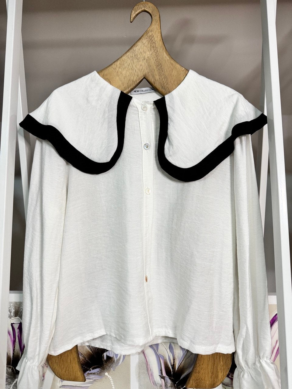 Camisa cuello bobo blanca