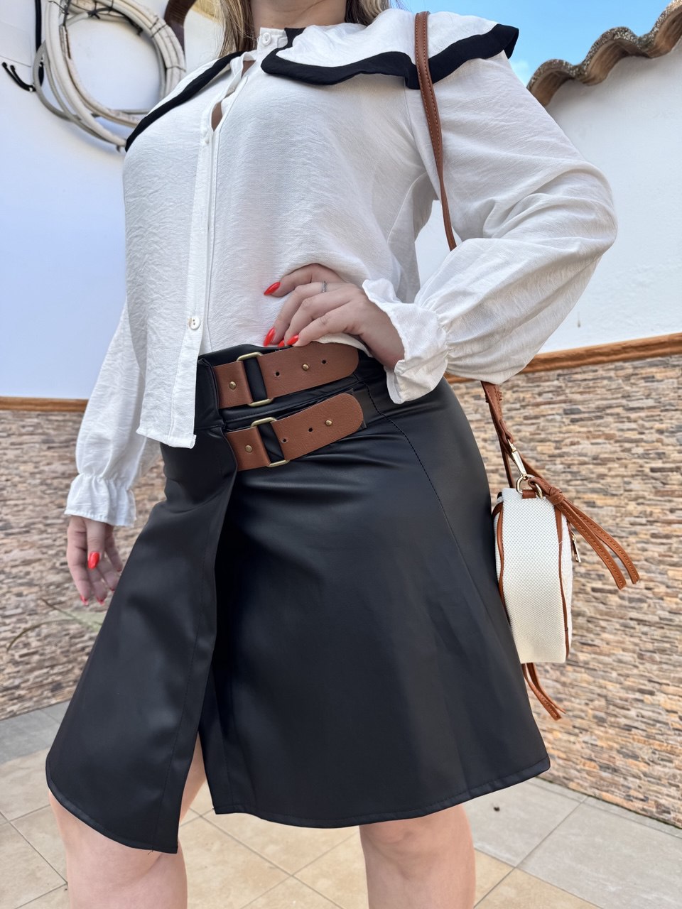Camisa cuello bobo blanca