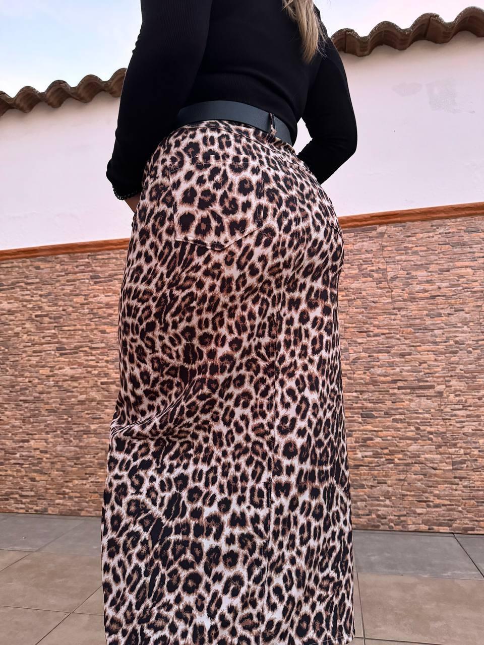 Falda midi animal print