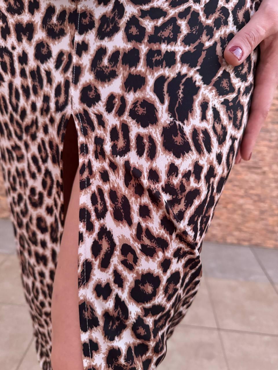 Falda midi animal print
