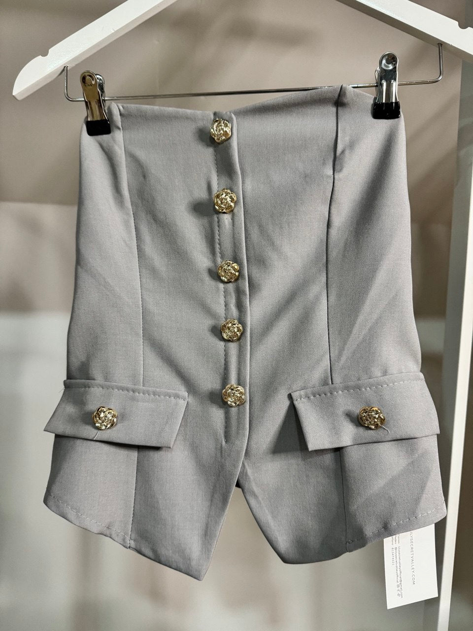 Top golden buttons grey
