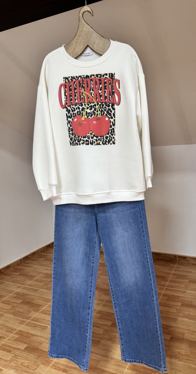 Cherry white sweatshirt