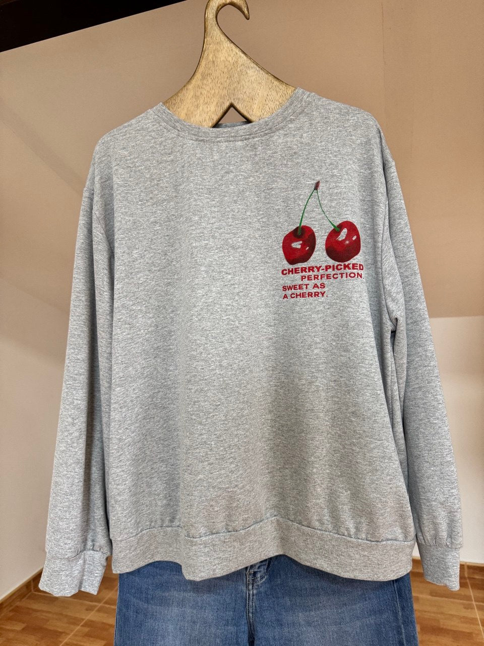 Cherry perfection grey sweatshirt
