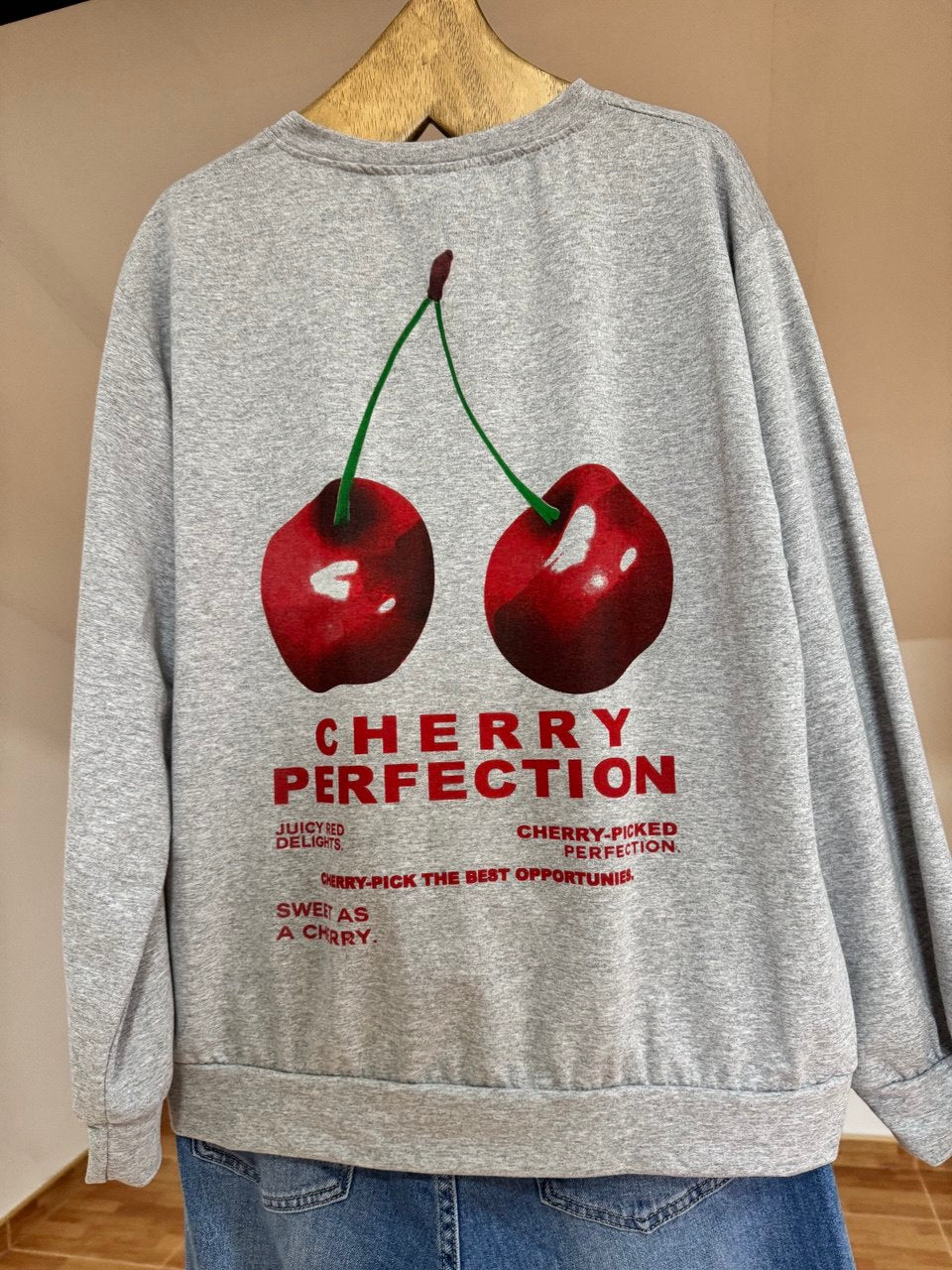 Cherry perfection grey sweatshirt