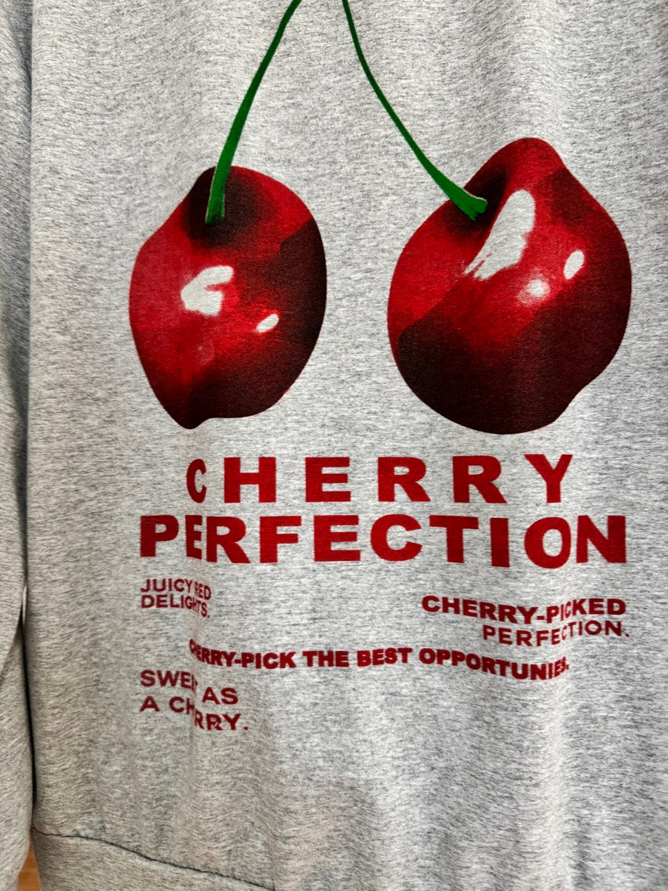 Cherry perfection grey sweatshirt