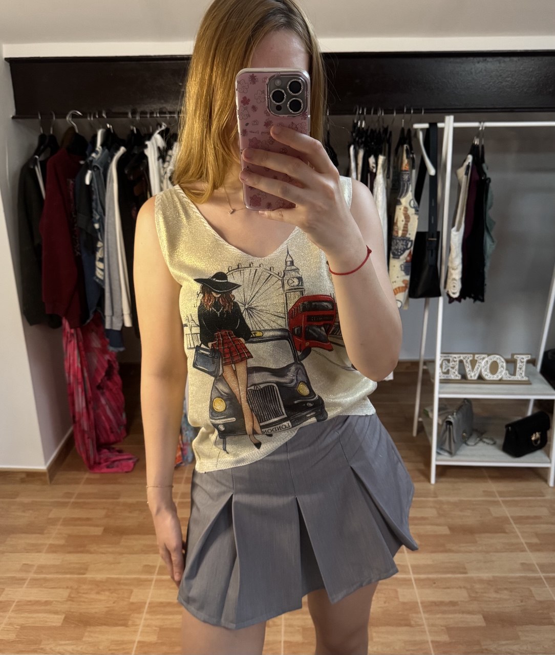 Falda pantalón tablas gris