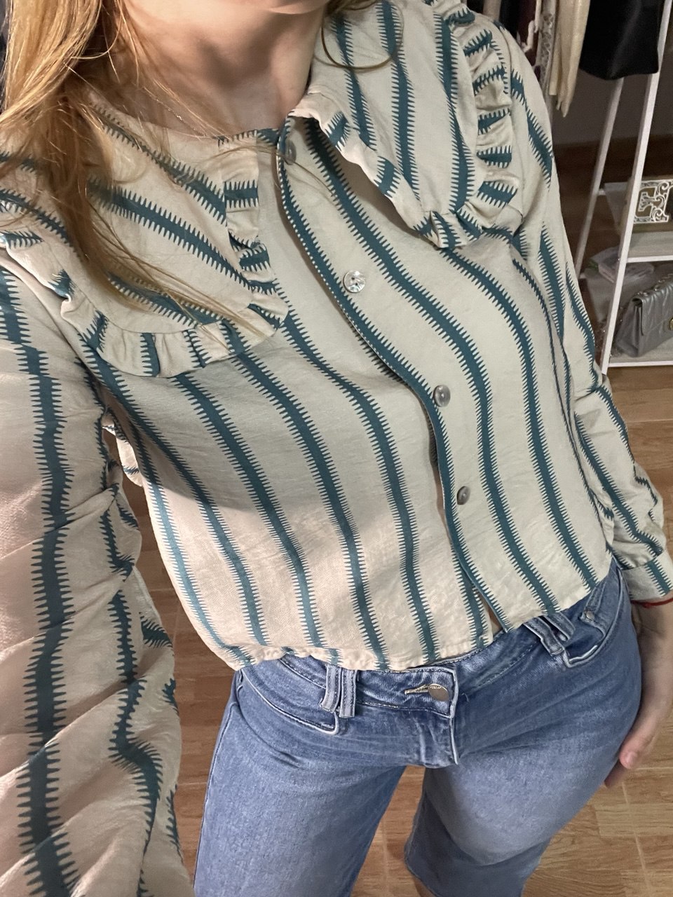 Camisa de rayas cuello bobo