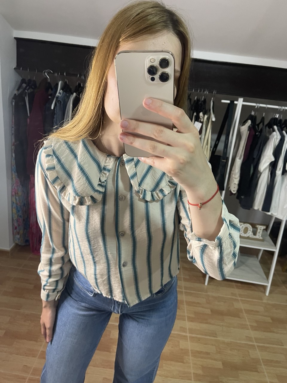 Camisa de rayas cuello bobo