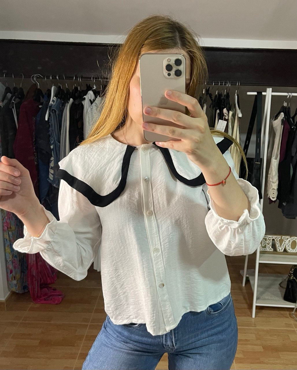 Camisa cuello bobo blanca