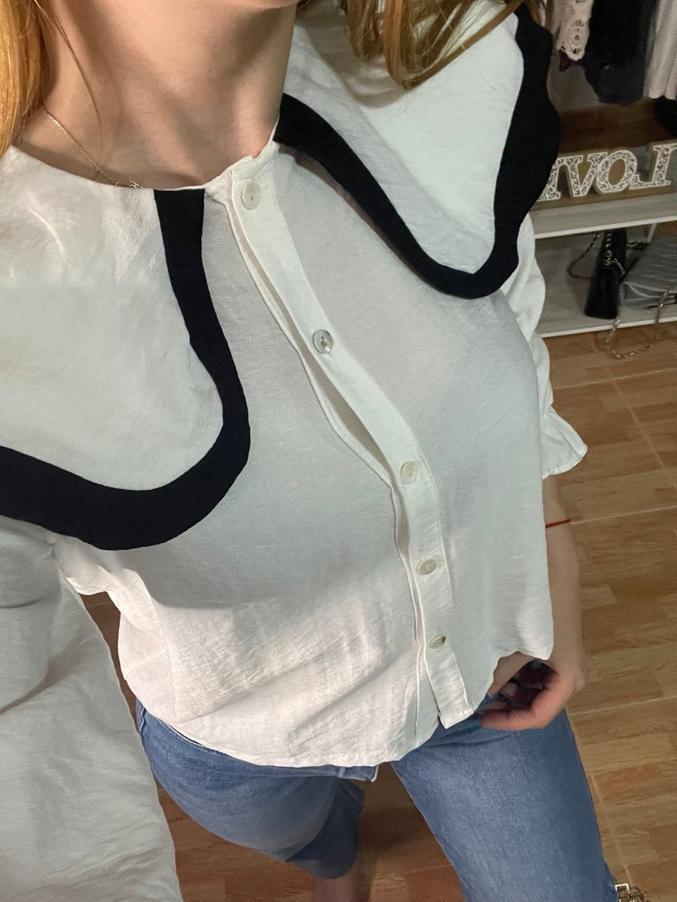 Camisa cuello bobo blanca