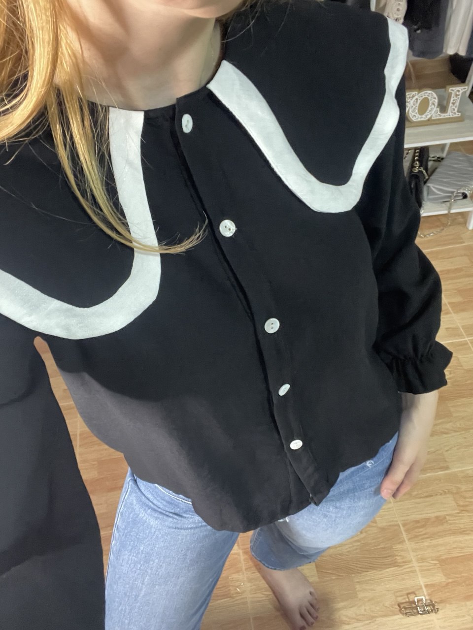 Camisa cuello bobo negra