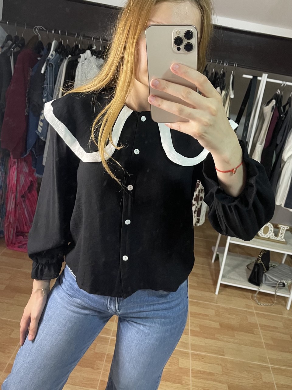 Camisa cuello bobo negra