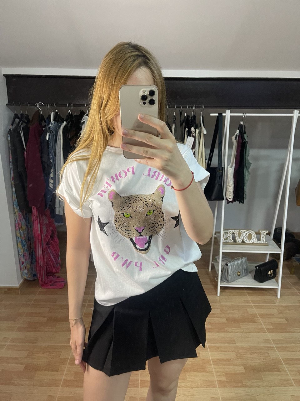 Camiseta de manga corta blanca Girl Power