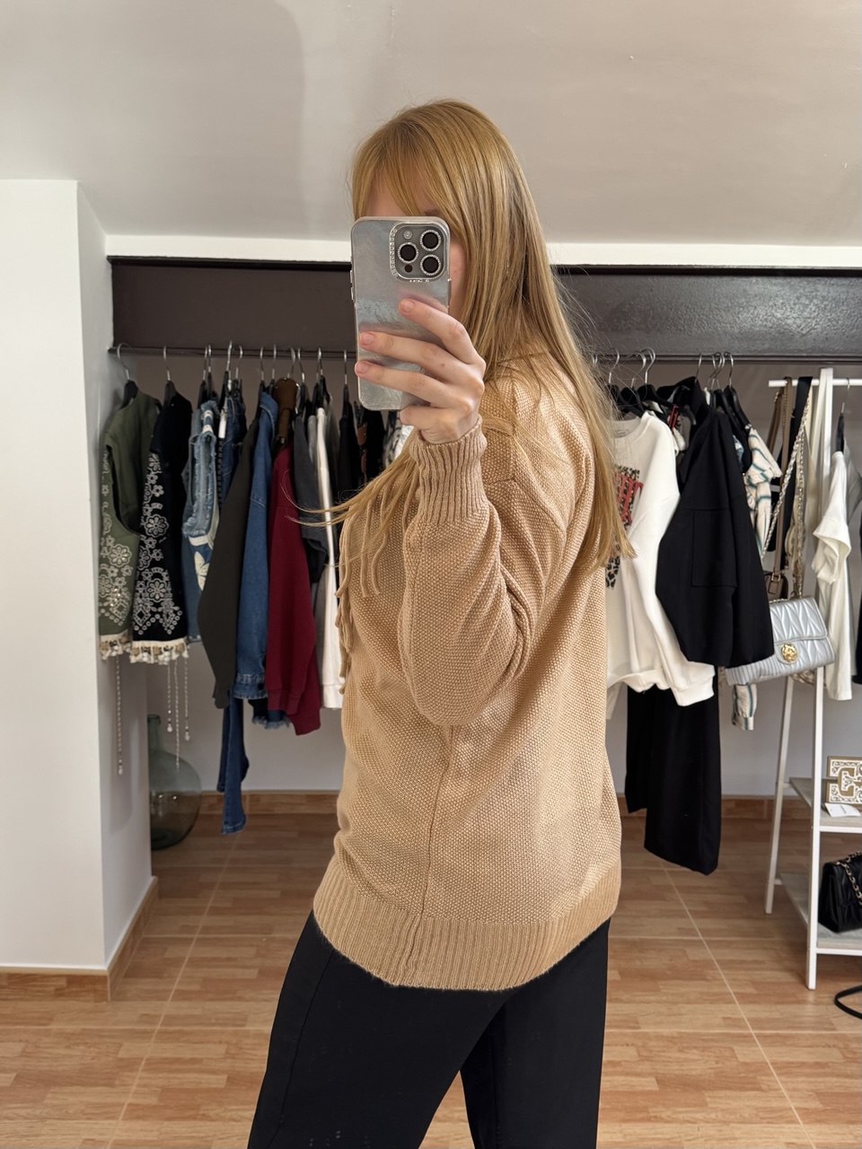 Jersey Camel con Flecos Boho Chic