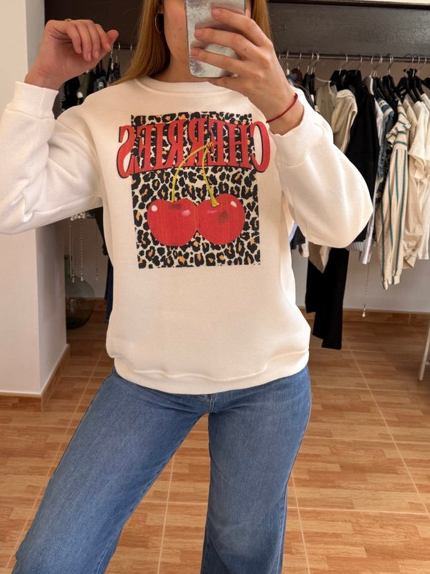 Sudadera blanca Cherry