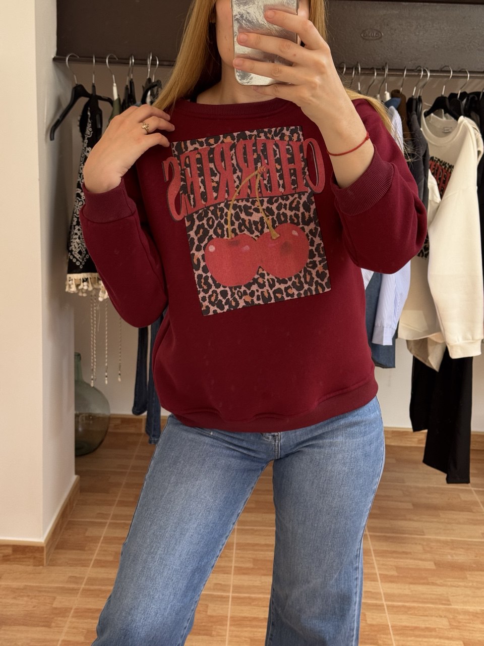 Cherries maroon sweatshirt