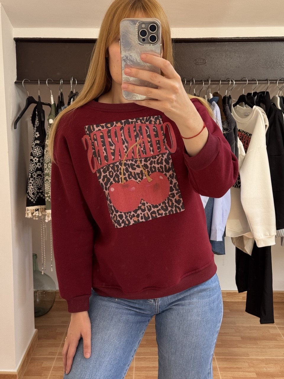 Cherries maroon sweatshirt