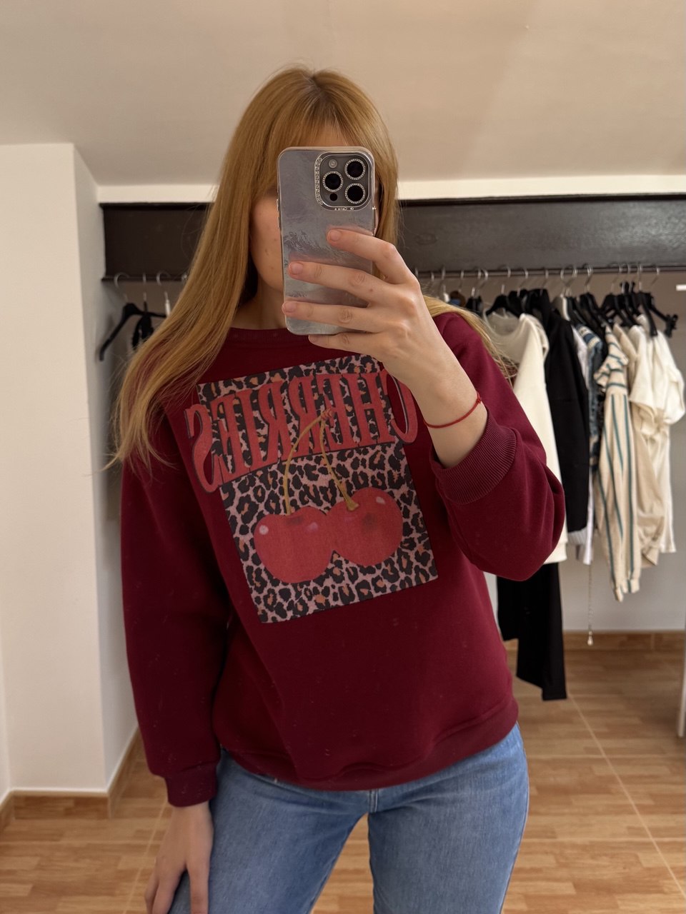 Cherries maroon sweatshirt