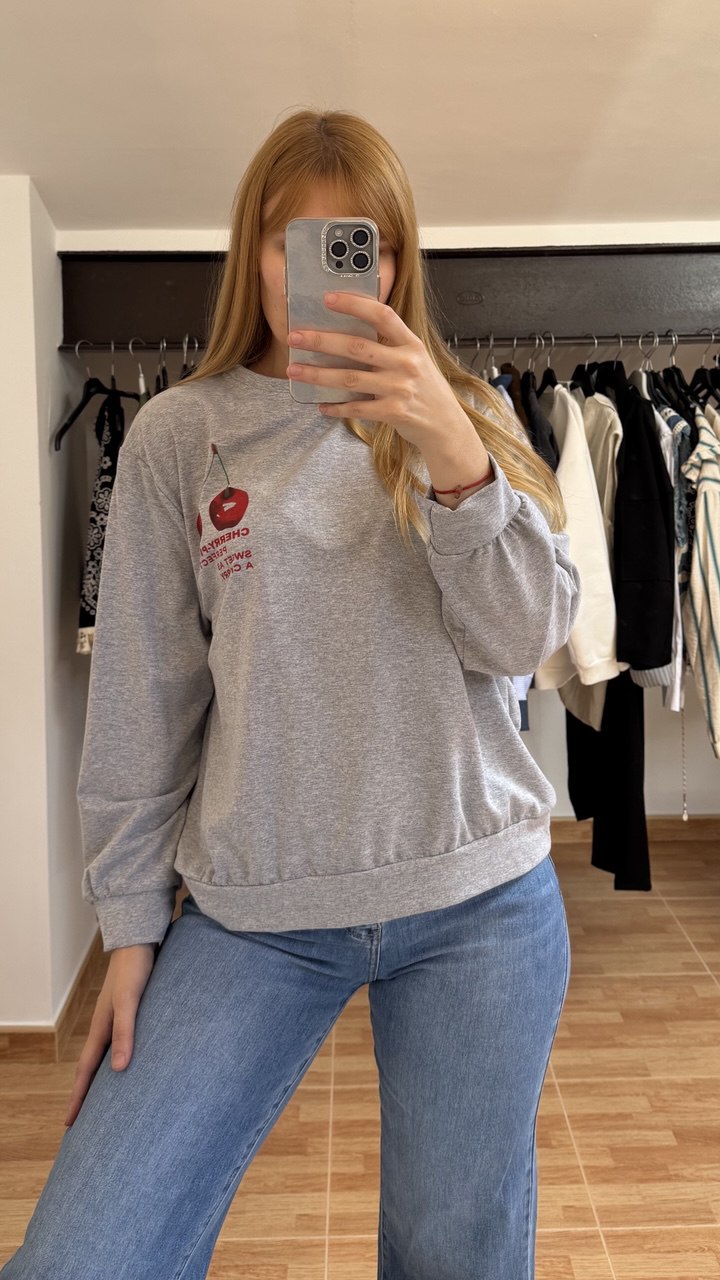 Cherry perfection grey sweatshirt