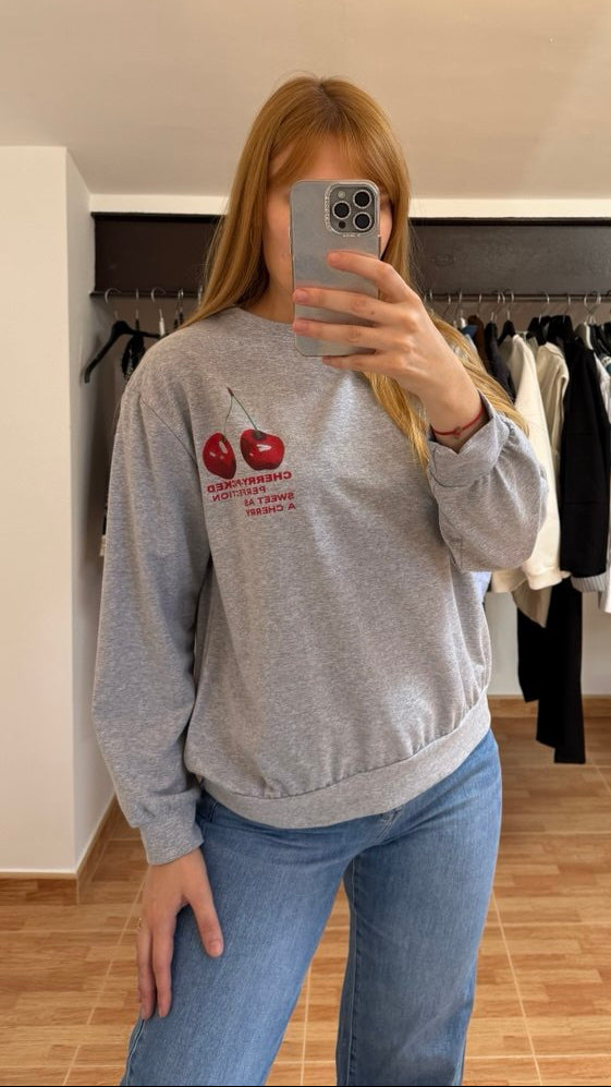 Cherry perfection grey sweatshirt