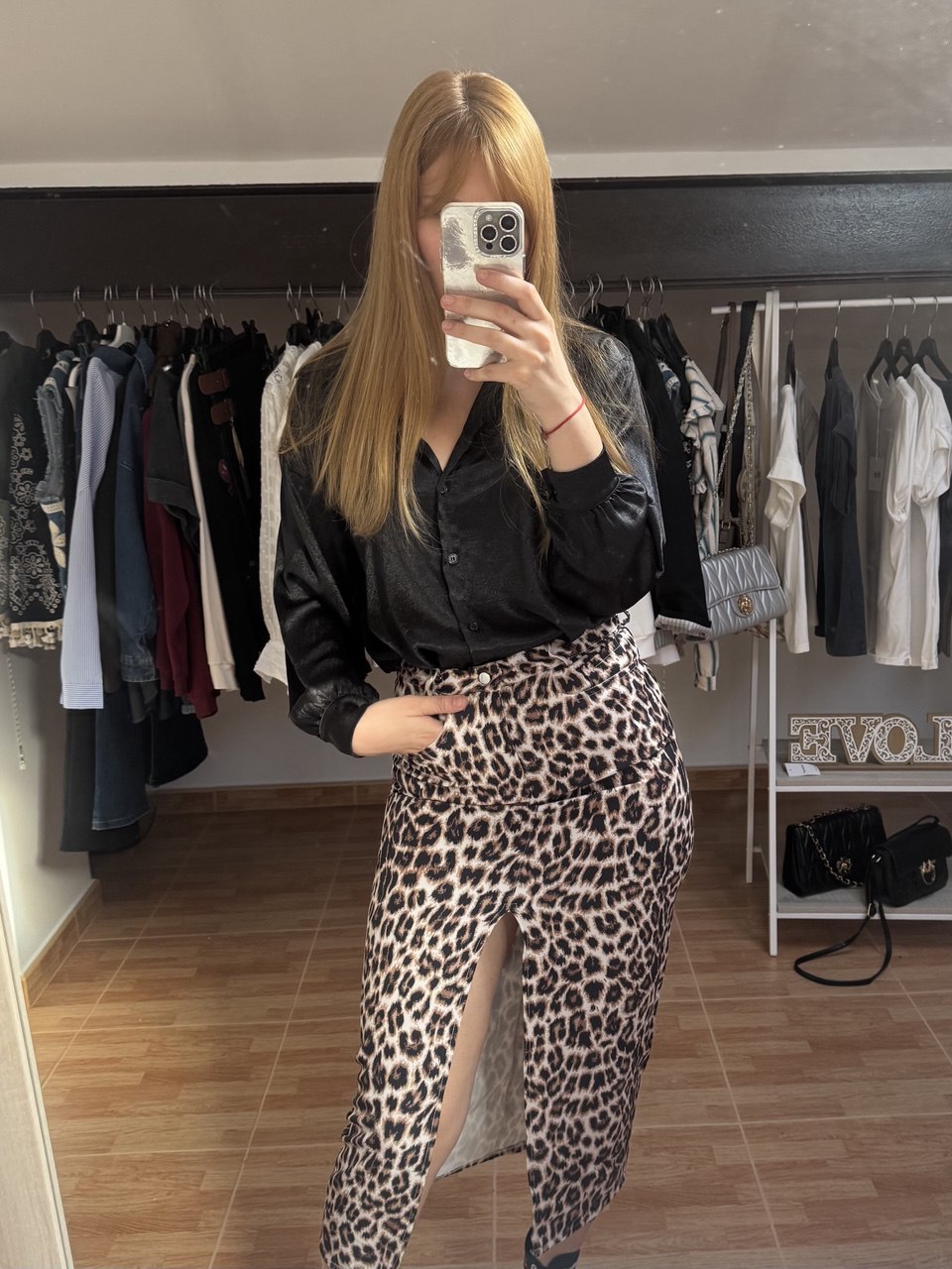 Falda midi animal print