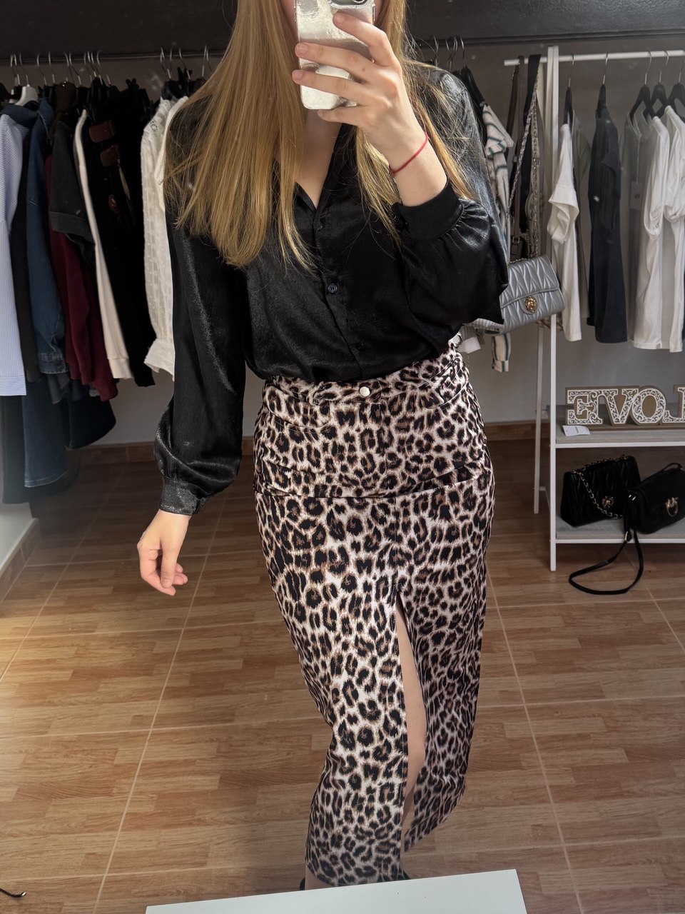 Falda midi animal print