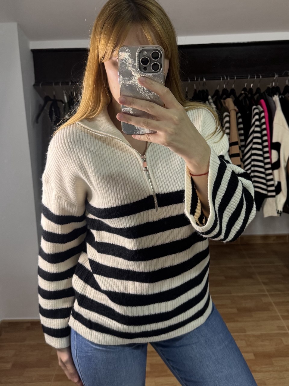 Jersey marinero de rayas con cremallera