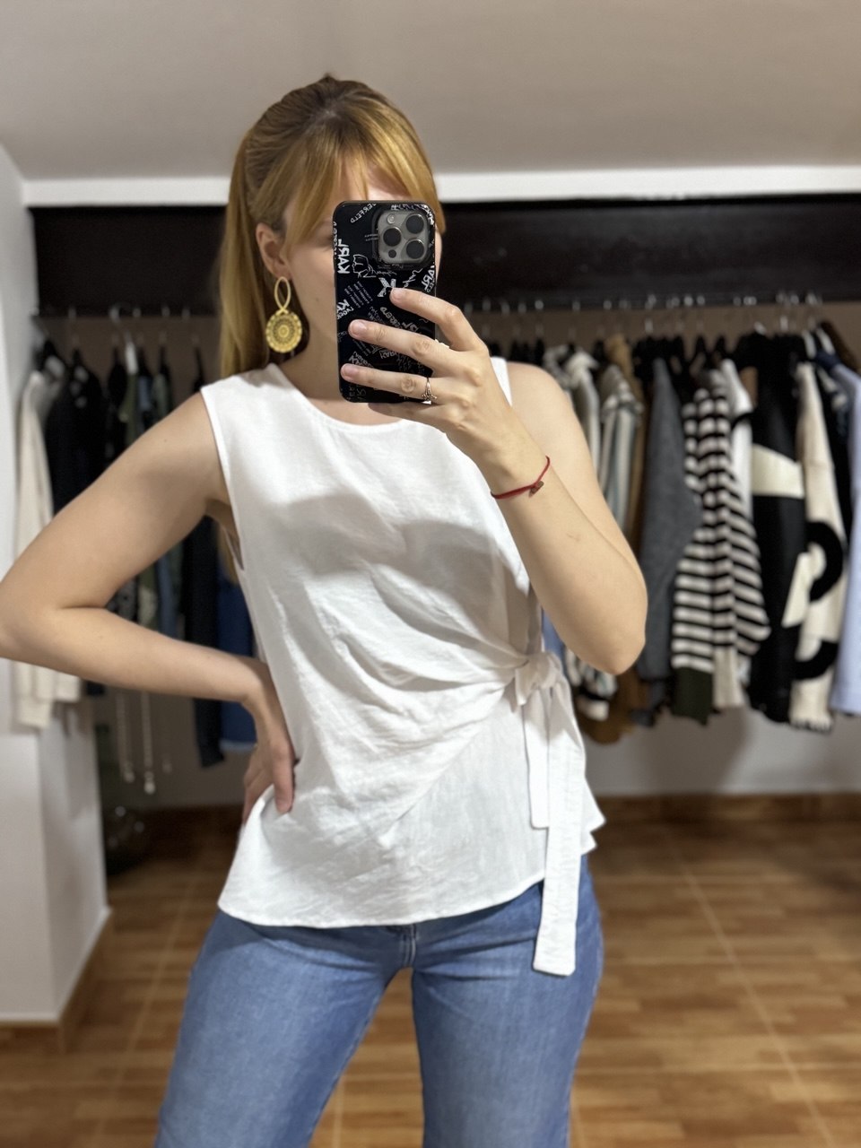 Blusa detalle lazo Blanco