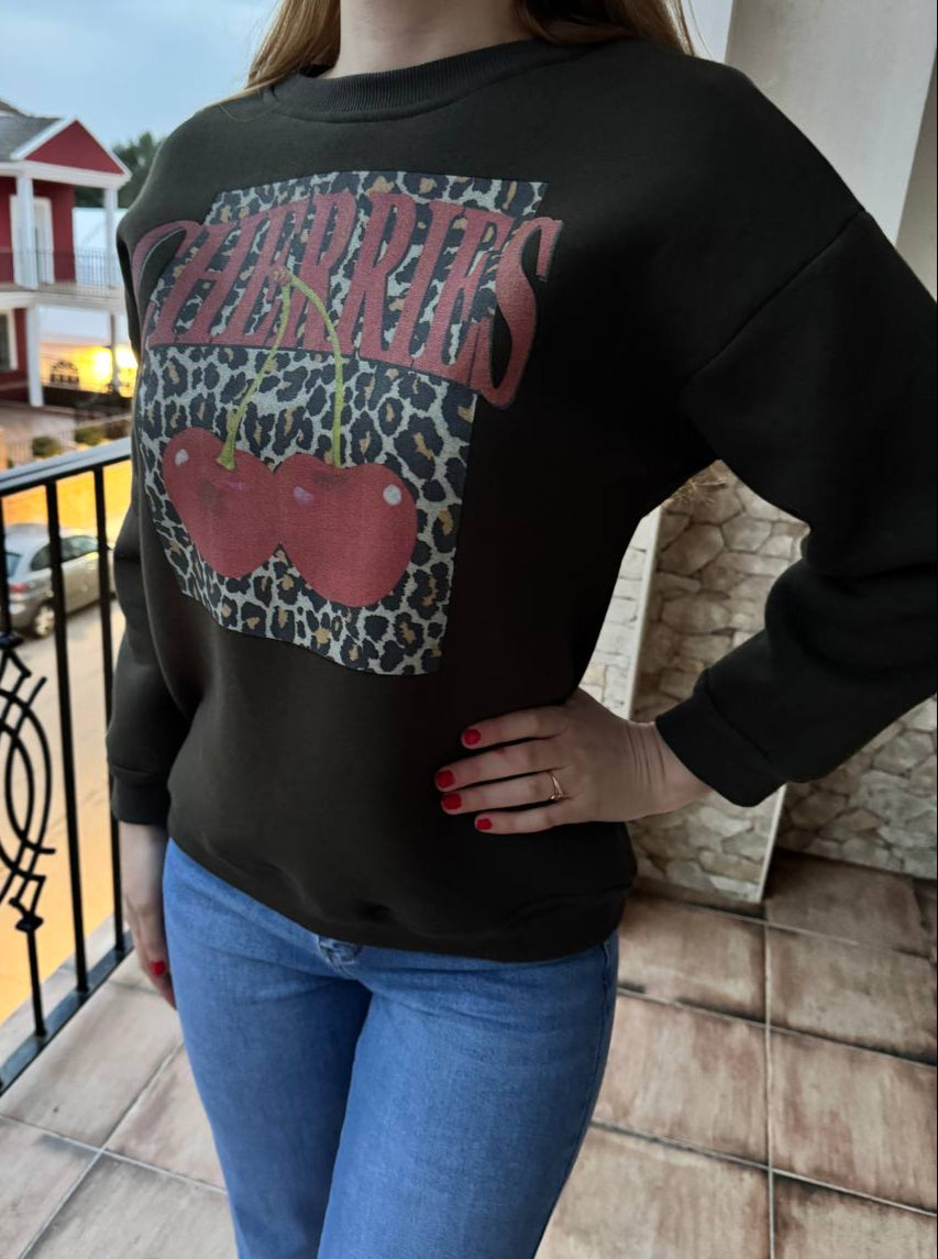 Sudadera negra Cherries