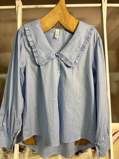 Camisa cuello bebé azul