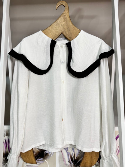 Camisa cuello bobo blanca
