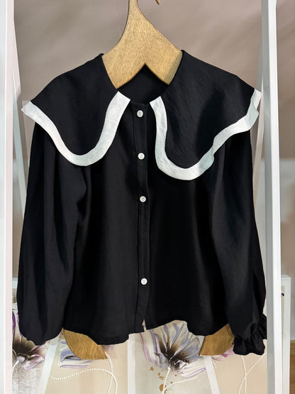 Camisa cuello bobo negra