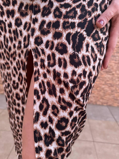 Falda midi animal print