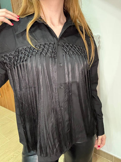 Shirt with fringe detail