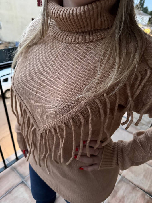 Beige fringe sweater