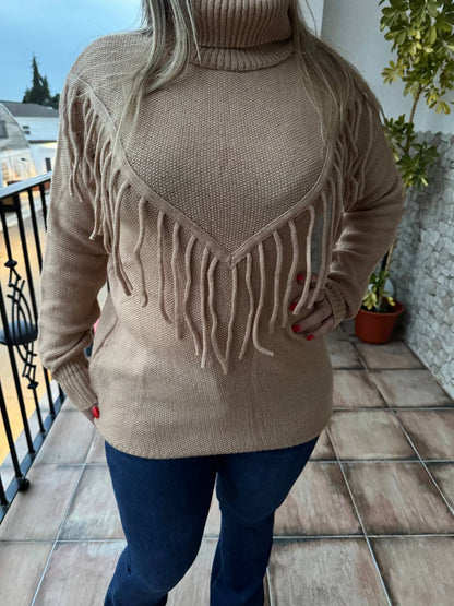 Jersey de flecos Beige