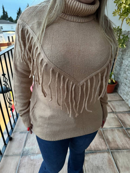 Jersey de flecos Beige