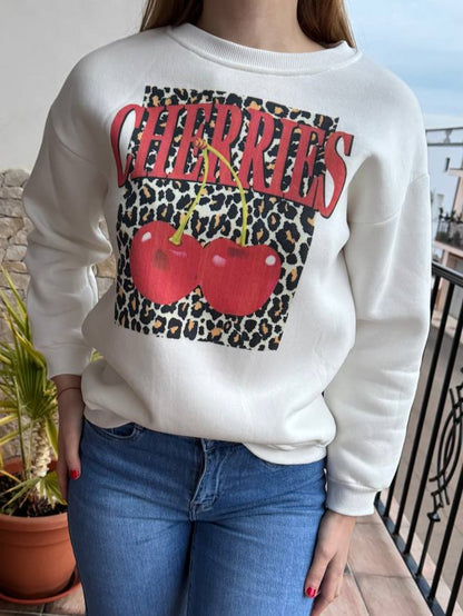 Sudadera blanca Cherry