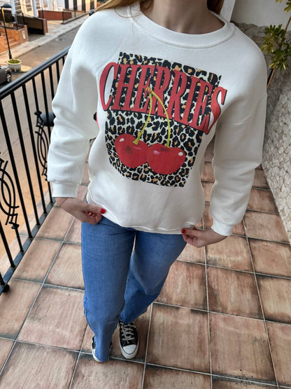Sudadera blanca Cherry