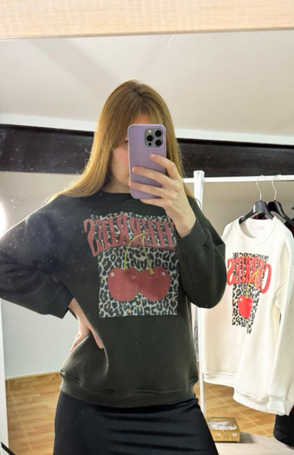 Cherries green sweatshirt