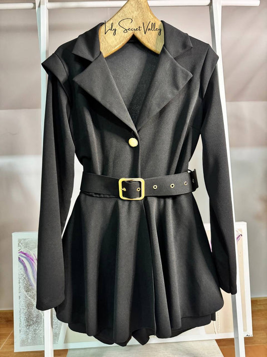 Dress effect jumpsuit with belt
