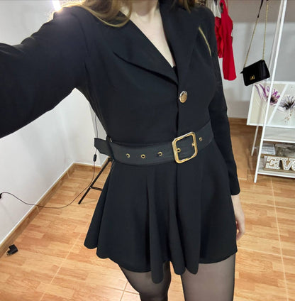 Dress effect jumpsuit with belt