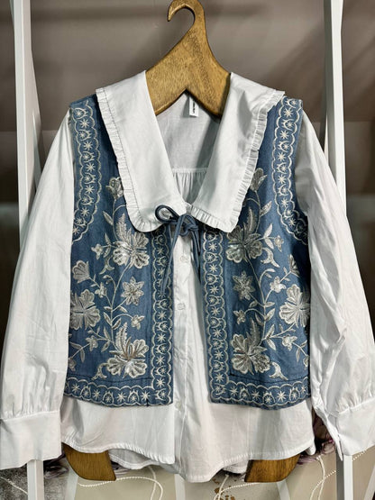 Chaleco boho flores  metalizadas