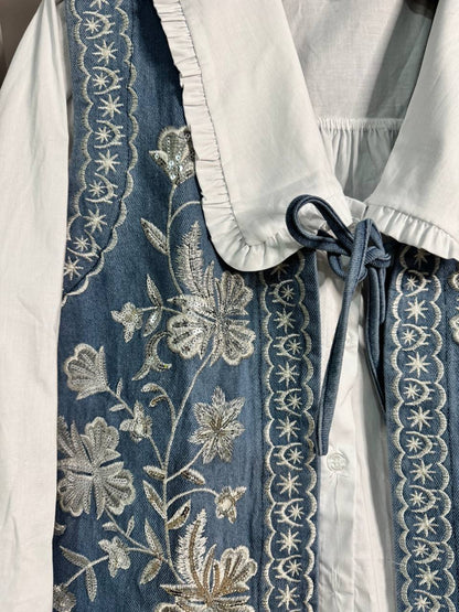 Chaleco boho flores  metalizadas