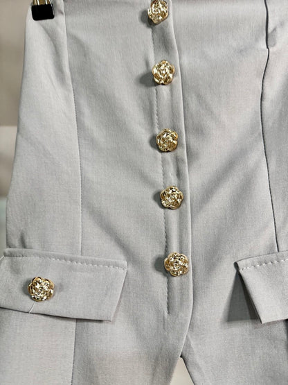 Top golden buttons grey