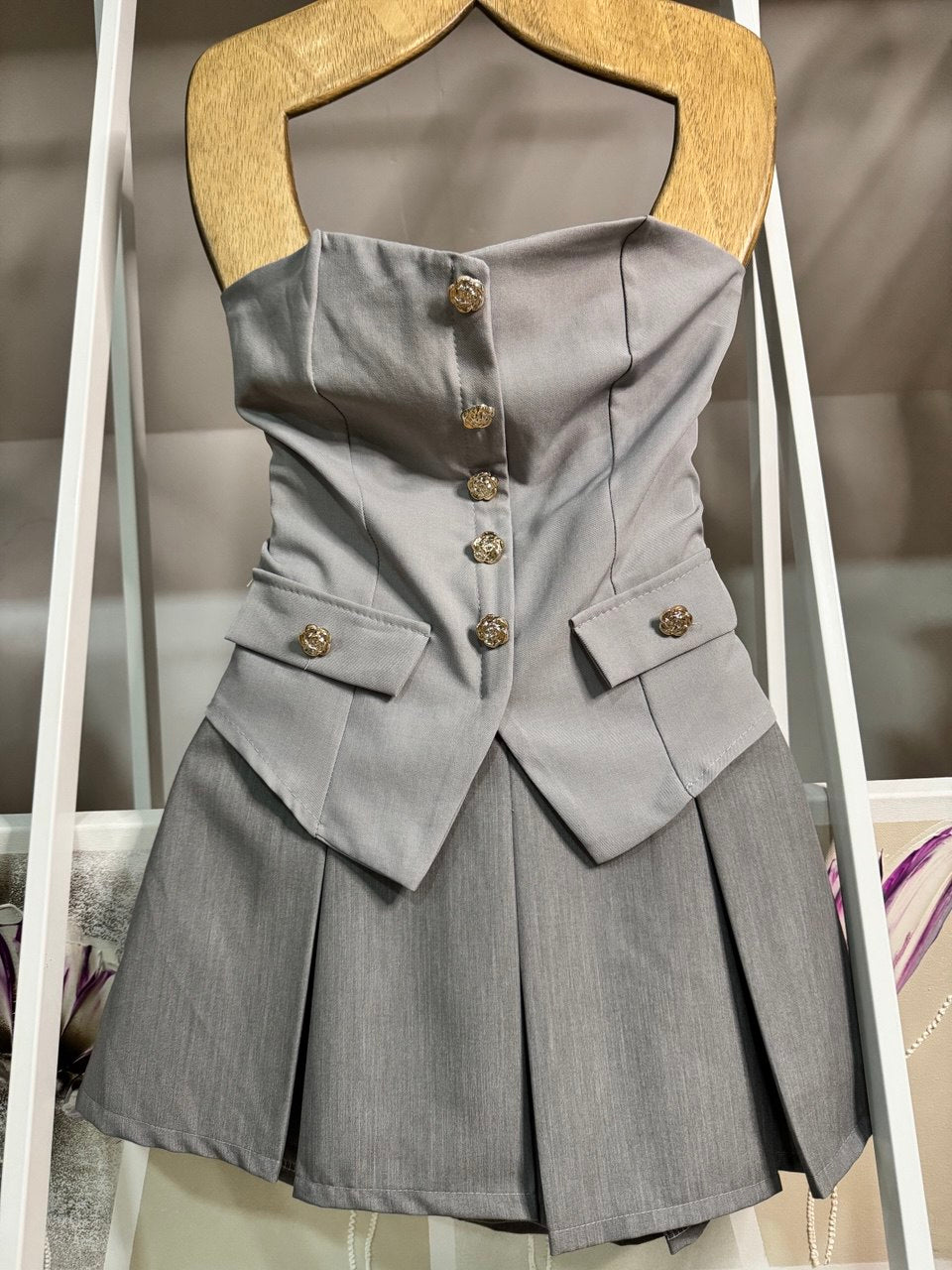 Falda pantalón tablas gris
