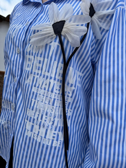 Oversized striped and floral shirt