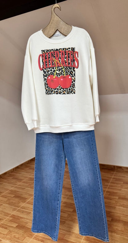 Sudadera blanca Cherry