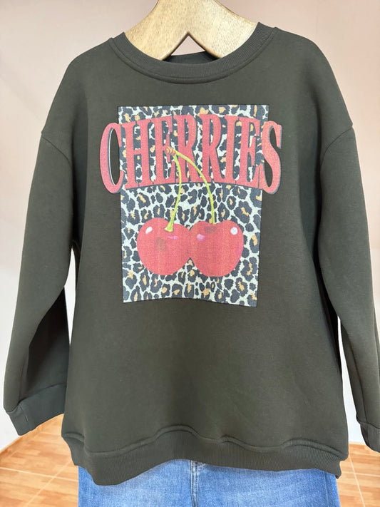 Cherries green sweatshirt